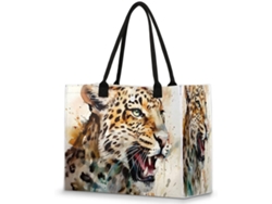 Bolso Mano Grande Tropicallife Cabeza Leopardo Acuarela Para Mujeres Niñas Bolso Hombro Compras Trabajo Gim