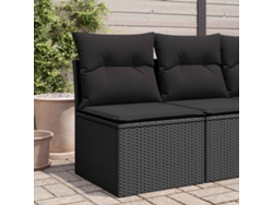 Silla de jardín sin reposabrazos con cojines de mimbre negro PE Dkd Home Decor