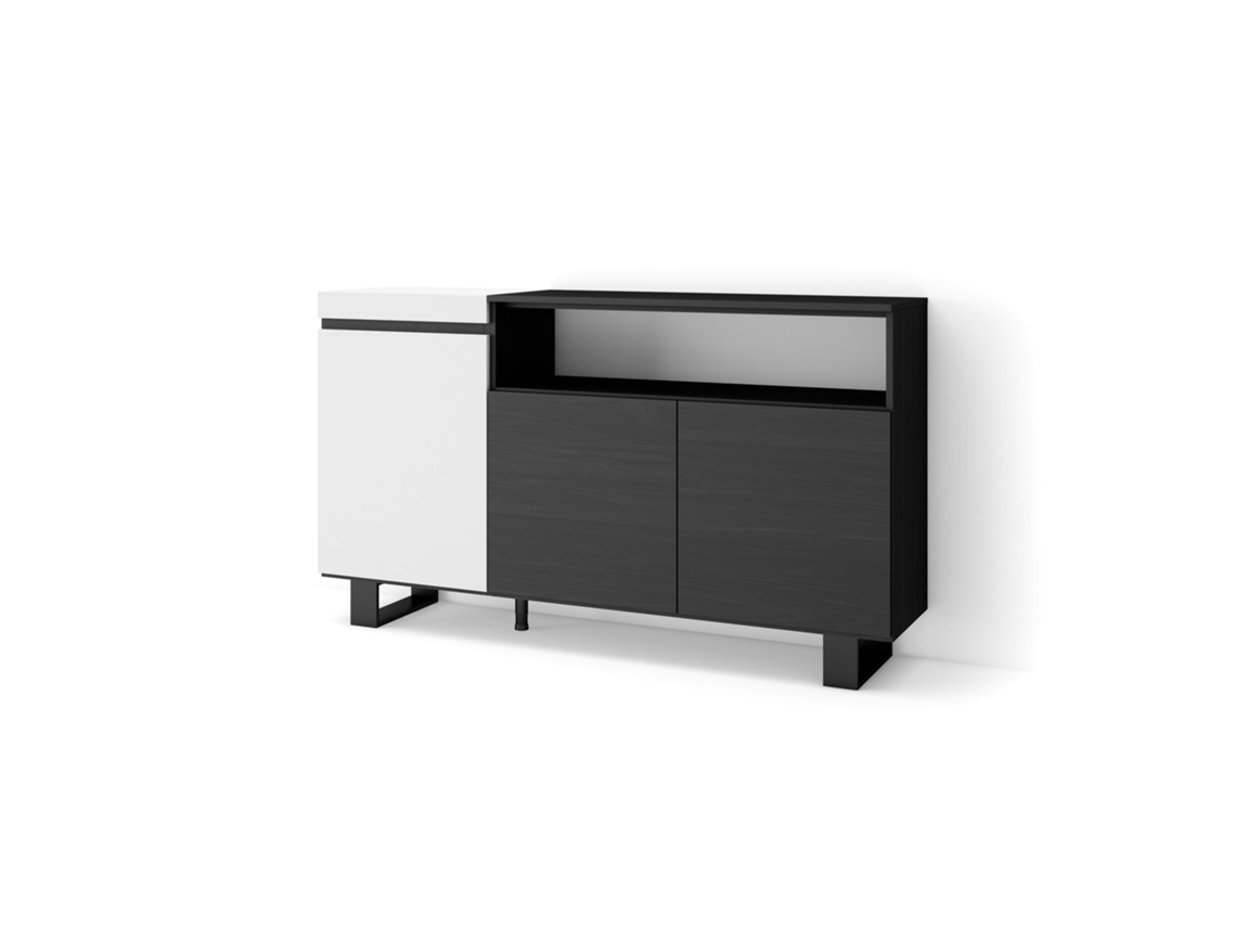Aparadores para salón 150x87x35cm 3 Puertas Diseño industrial Blanco y negro