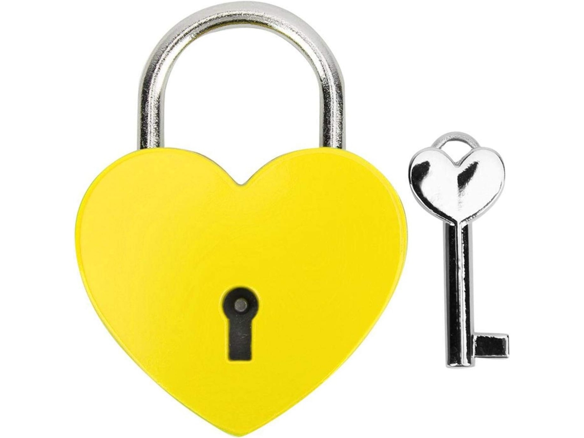 Candado Con Forma De Corazón, Bonito Candado Para Guardar Joyas Y Diarios, Amarillo, 4,5 X 5,8 Cm, Añade Un Toque De Personalidad A Tus Pertenencias.