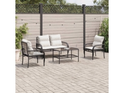 Conjunto de sofá de jardín de 4 piezas con cojines, mimbre sintético negro, Dkd Home Decor