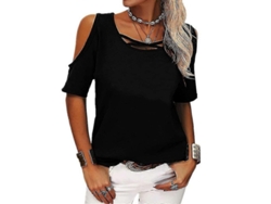 2026-manga Corta Hombros Descubiertos Camiseta Casual Verano Blusa Holgada Para Mujer 2023