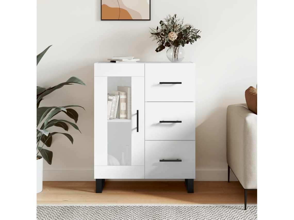 Aparador De Madera Contrachapada Blanco Brillante 69,5x34x90 Cm