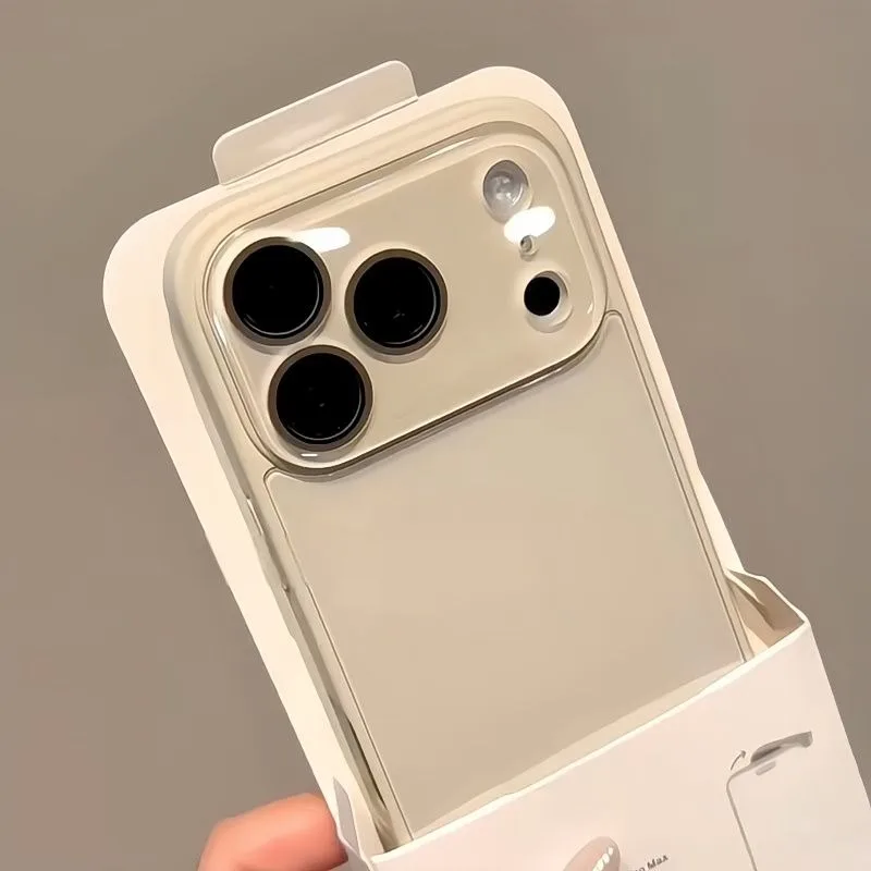 (iphone 16 Blanco) Funda Protectora Para La Cámara Del Iphone, Cubierta Trasera Rígida A Prueba De Golpes Con Cristal Templado.