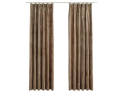 Maison Exclusive - Cortinas Opacas Con Ganchos 2 Pzas Terciopelo Beige 140x225 Cm
