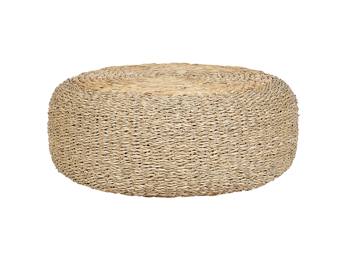 Otomana redonda de jacinto de agua BELIANI Backan de Jacinto de agua Beige 50x50x20