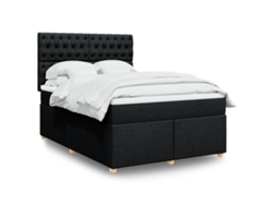 Cama Box Spring Con Colchón Tela Negro 140x190 Cm