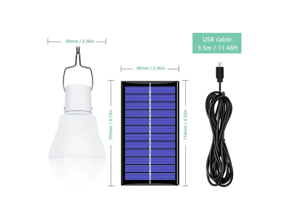 Rebe-bombilla Solar Portátil 130lm Led Para Senderismo, Pesca, Camping Y Iluminación De Tiendas