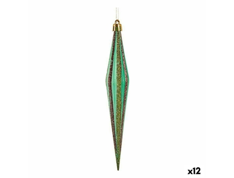 Set Adornos de Navidad Alargado Verde Dorado 3 x 8,5 x 19 cm (12 Unidades)