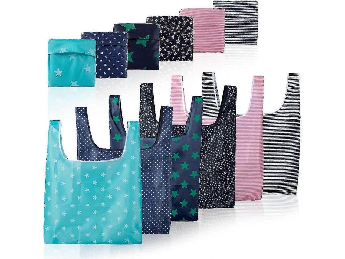 Paquete de 6 bolsas de compra reutilizables, ecológicas y plegables con bolsa incorporada para compras GOKOCO