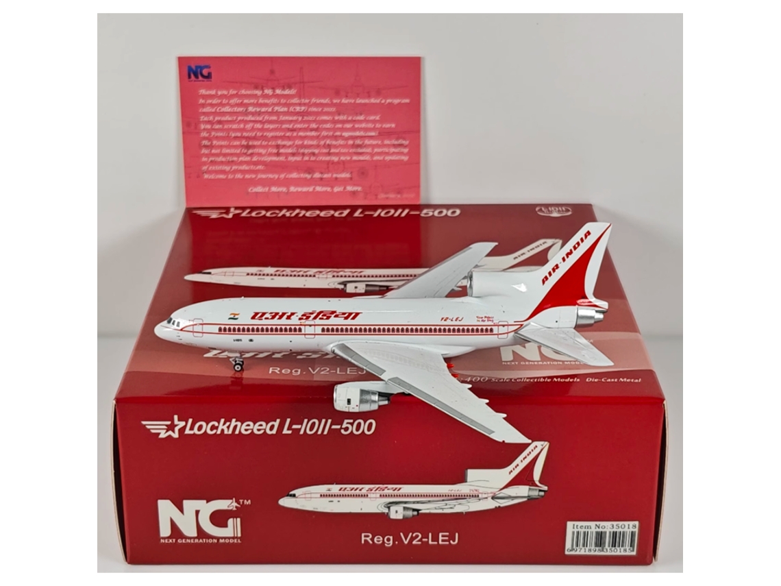 Modelo de avión indio L 1011 V2 LEJ de aleación de metal fundido, escala 1/400