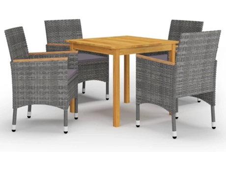 Conjunto 5 de comedor de jardín de VIDAXL gris