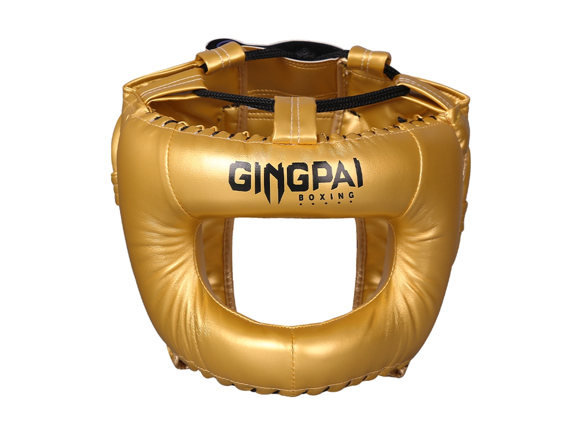 Casco para boxeo, sanda y MMA, con protección nasal completa, sin gafas. Mdug (dorado L)