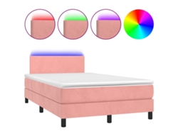 Maison Exclusive - Cama Box Spring Colchón Y Led Terciopelo Rosa 120x200 Cm