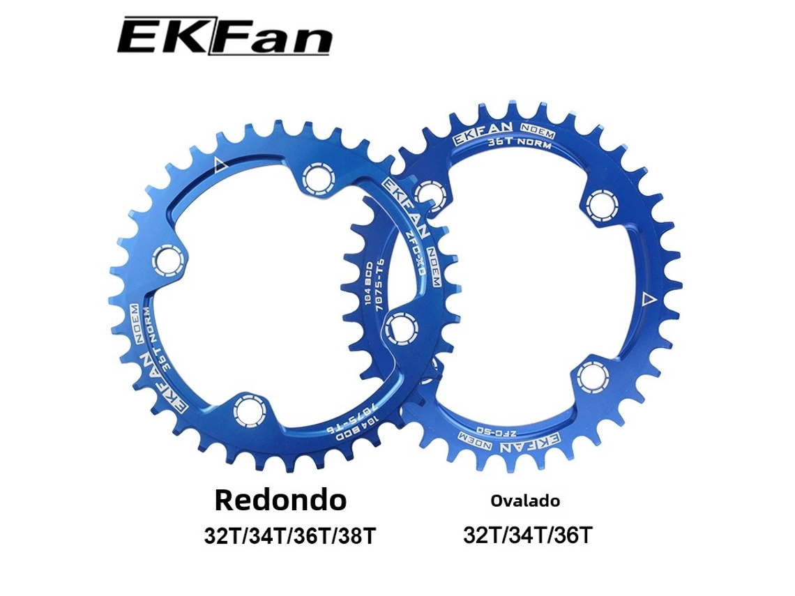 Plato de bicicleta Ekfan 104BCD de alta calidad, 32/34/36 dientes, estrecho y ancho, para bicicletas de montaña