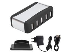 Concentrador Usb De 7 Puertos Con Fuente De Alimentación, Extensor De Alta Velocidad Para Ordenadores De Sobremesa Y Portátiles.