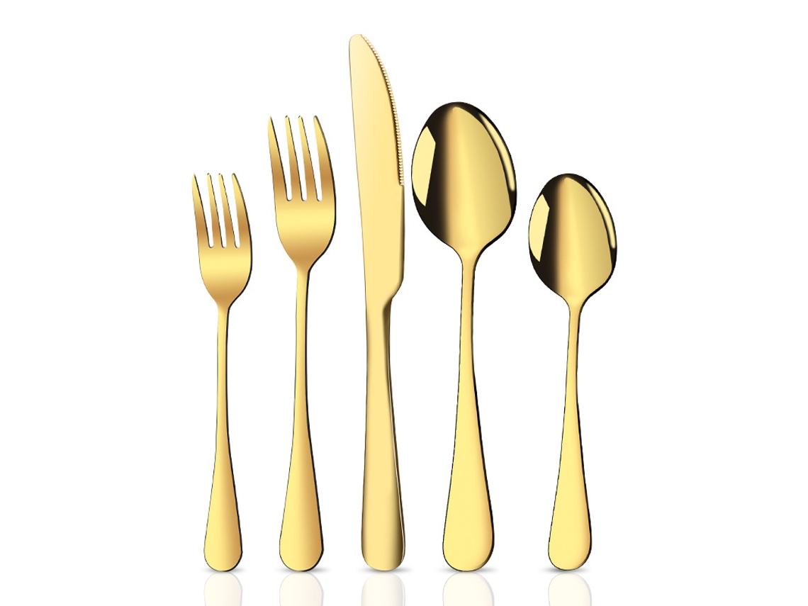 Juego de Cubiertos de Acero Inoxidable - 5 Piezas para Hogar y Restaurante JEIIBRZUI