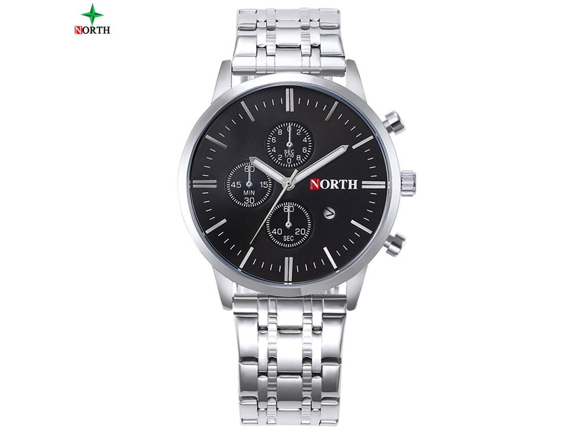 Reloj De Pulsera Analógico Redondo De Cuarzo Con Correa De Acero Inoxidable Y Manecillas Luminosas.