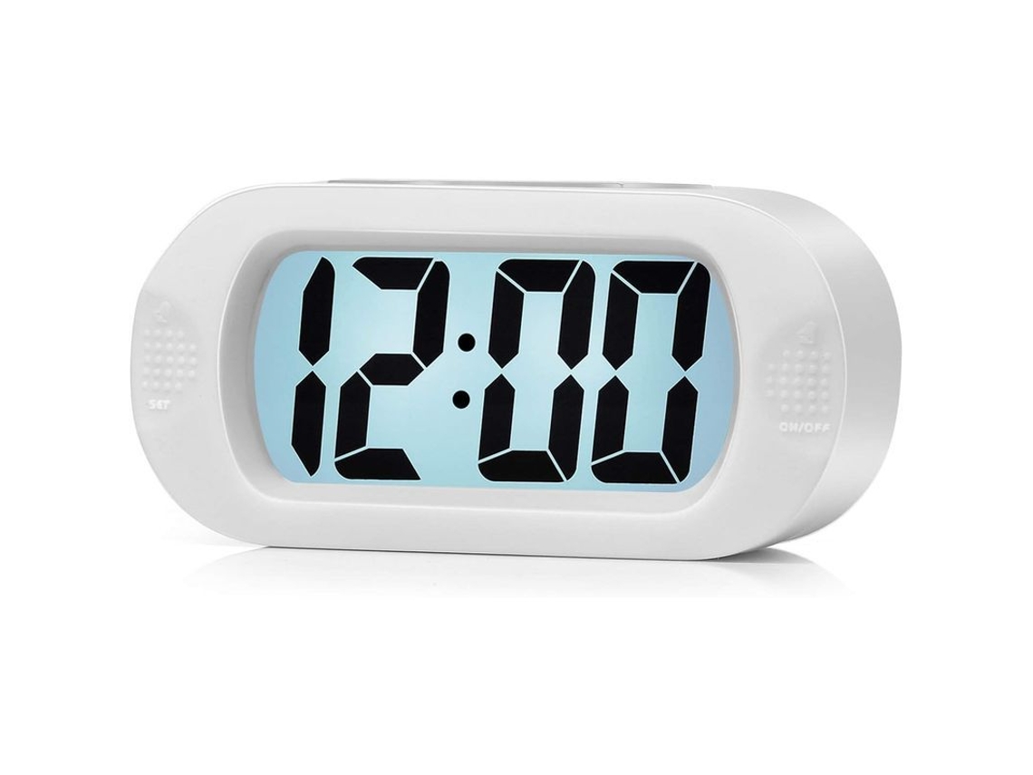 2026-reloj Despertador Digital Silicona Pantalla Lcd Grande Snooze Luz Baterías Blanco