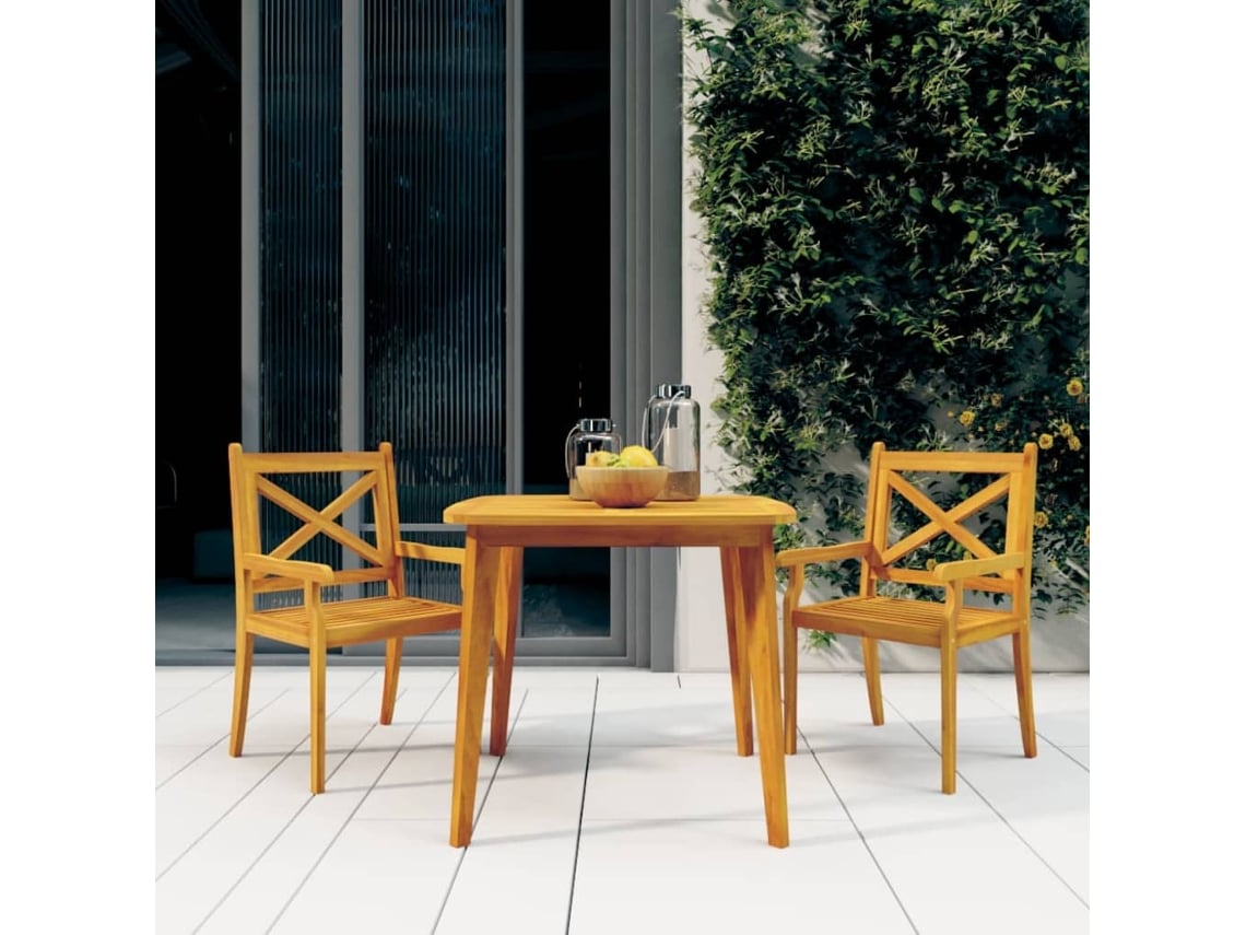 Juego de comedor de jardín de 2 piezas de madera maciza de acacia Dkd Home Decor