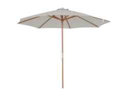 Sombrilla Terraza Exterior Ø300 Cm De Jardín Con Sistema De Polea Techo Ventilado Y Poste Desmontable De Madera Parasol Para Patio Gris