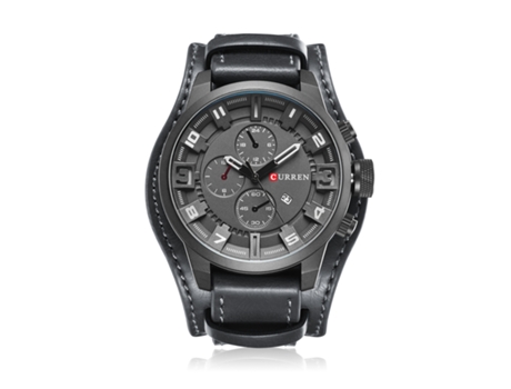Relojes para Hombres Reloj Impermeable para Hombres Relojes de Pulsera de Cuarzo de Moda Calendario con Correa de Cuero-Concha Negra Gris LUUCOZK