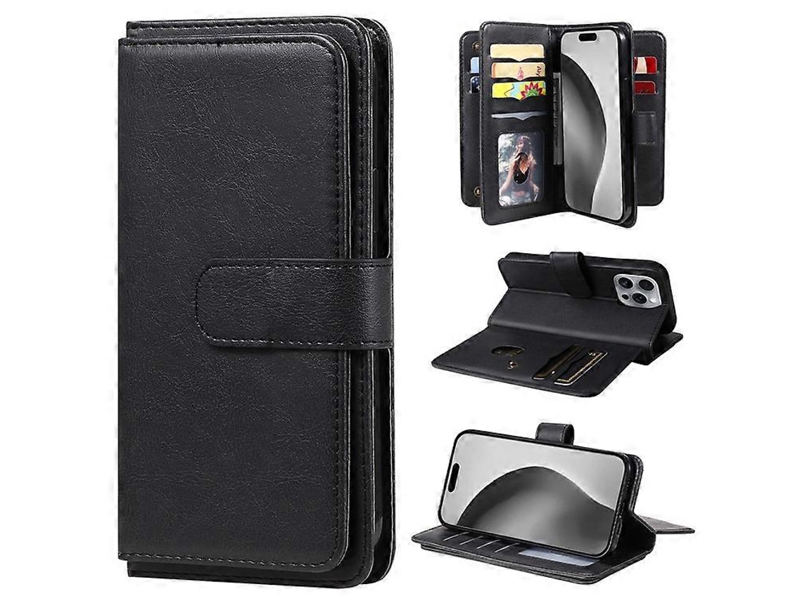 Funda De Cuero Antiarañazos Kt Serie 1 Multifuncional Compatible Con Iphone 16 Pro Max Con 10 Ranuras Para Tarjetas