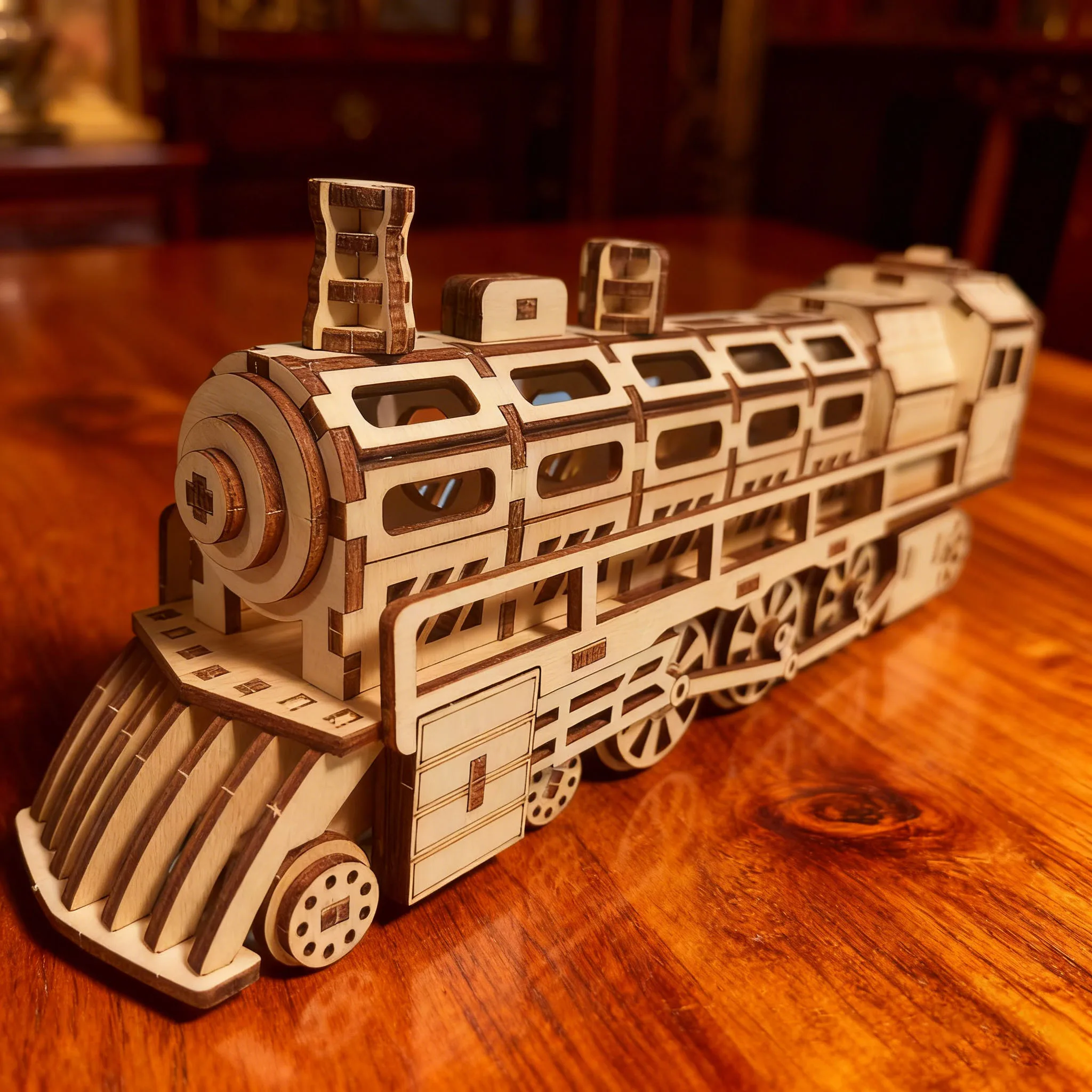 Montaje Creativo Diy De Un Modelo De Rompecabezas 3d De Tren De Madera