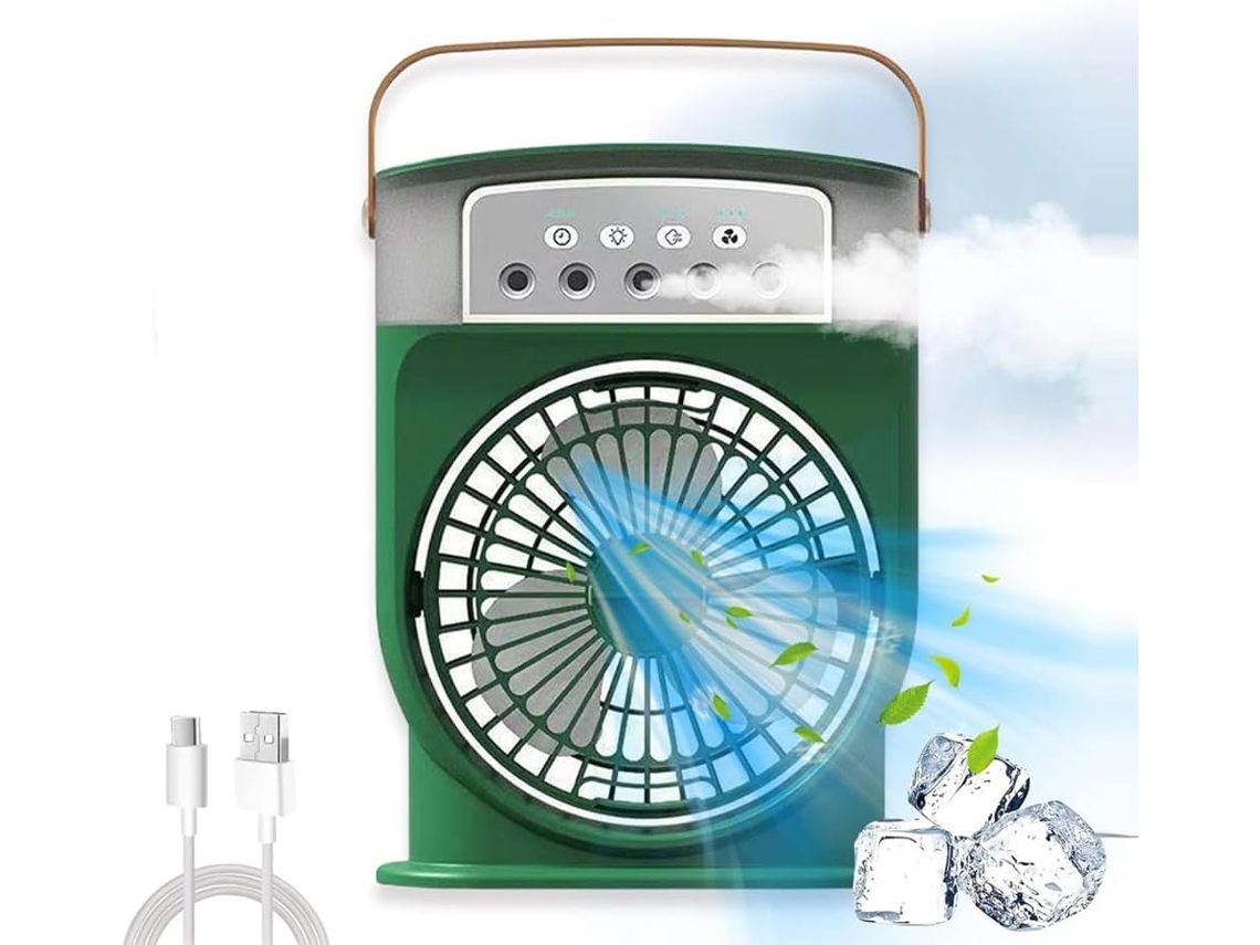 Ventilador De Mesa Eifson Evaporativo 3 Velocidades Con Niebla Humidificadorverde