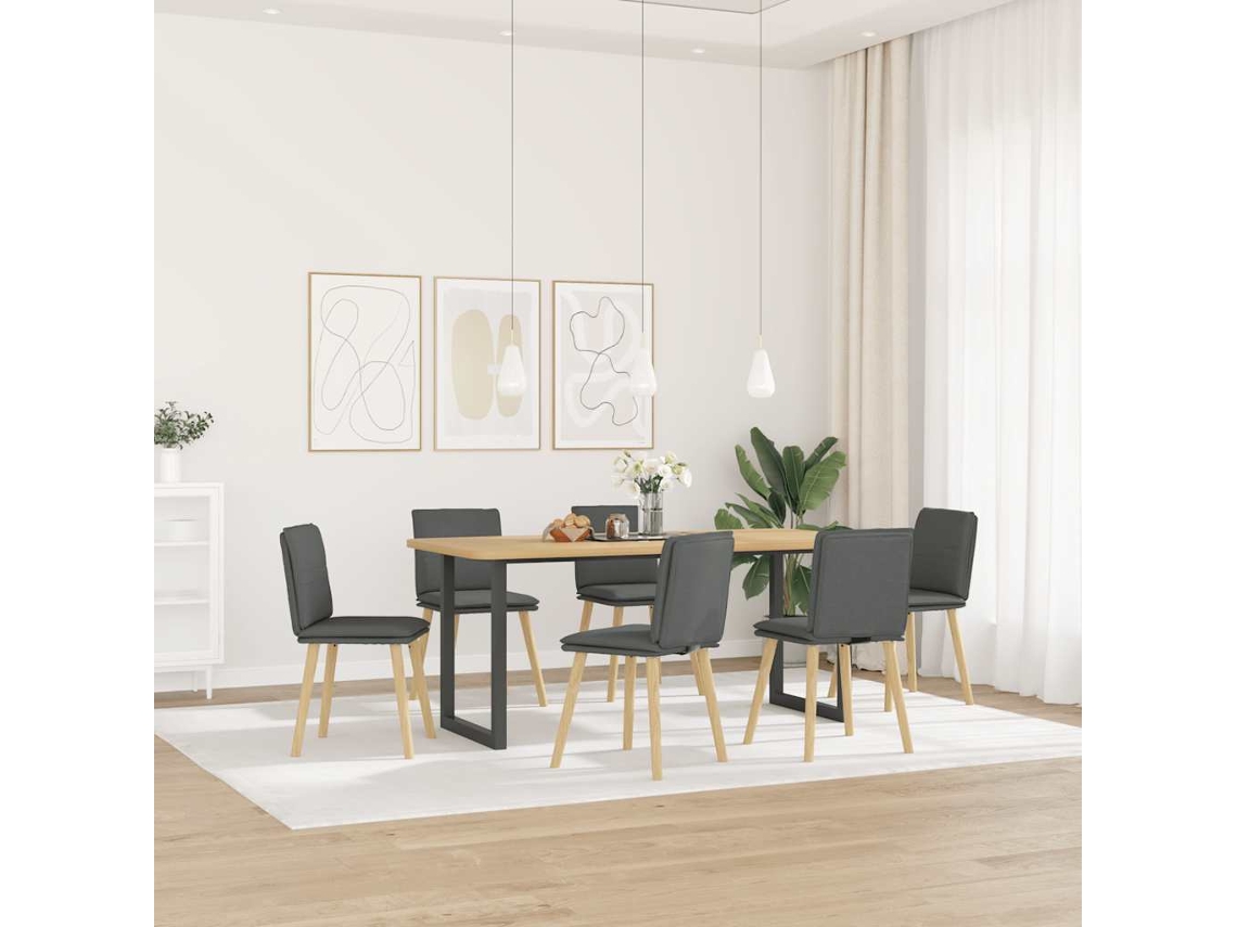 Pack 6 Uds Sillas De Comedor | Silla De Comida | Silla De Cocina Tela Gris Oscuro Wsd911063