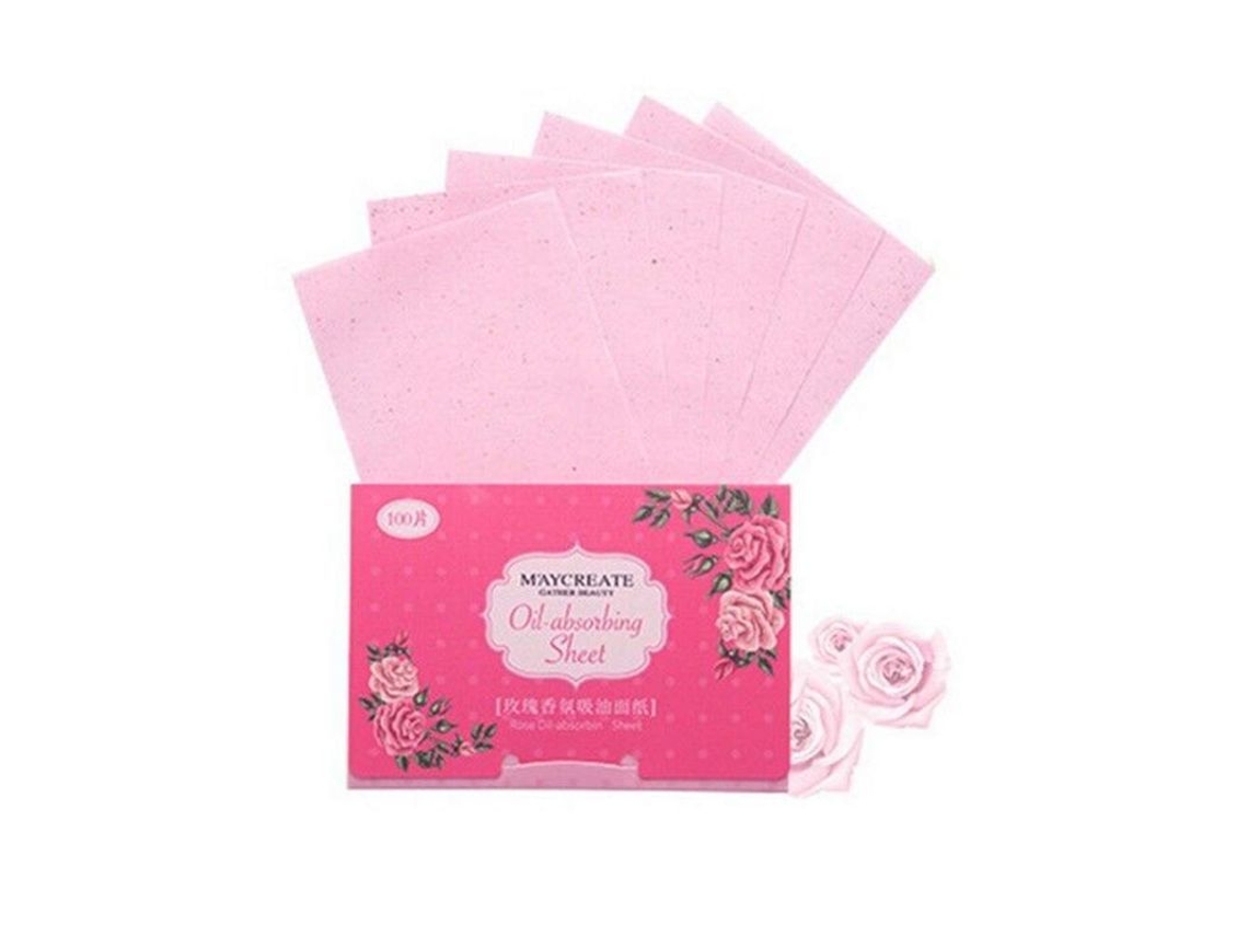 Papel Secante Facial Botánico, Papel Secante De Belleza: Elimina El Brillo No Deseado, 100 Tabletas Con Aroma A Rosas.