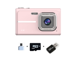 Câmera Digital 4k Hd Zoom 16x Autofoco Câmera Ccd De Tela De 2.4 Polegadas 64g Rosa 