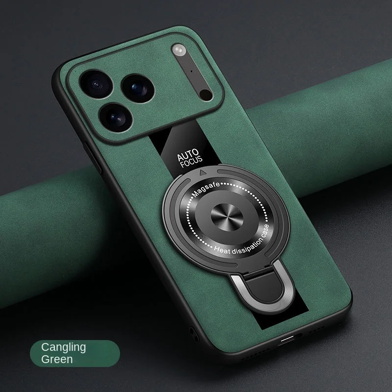 (verde, Iphone 17 Pro) Funda Para Teléfono Con Acabado Mate De Fibra Táctil, Soporte De Anillo Magnético Y Protección Antichoque.