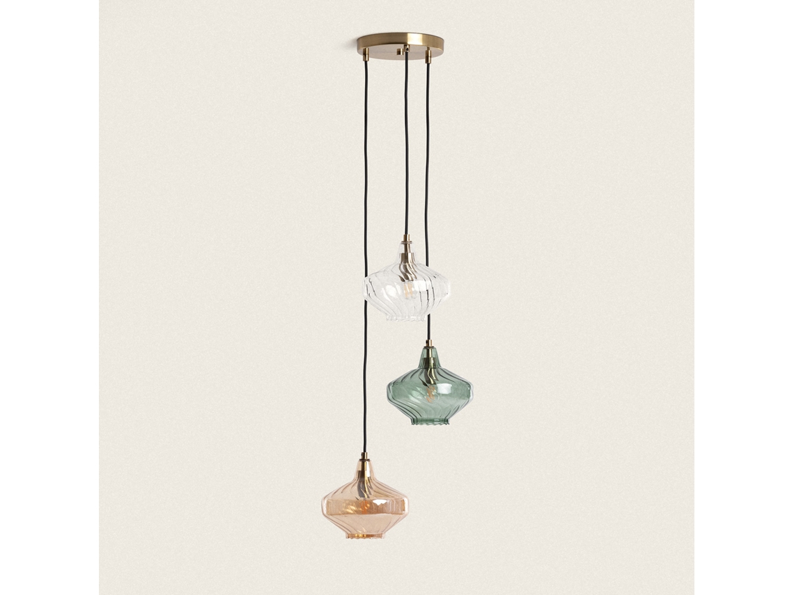 Lámpara Colgante Metal y Cristal Blas 3 Focos LEDKIA