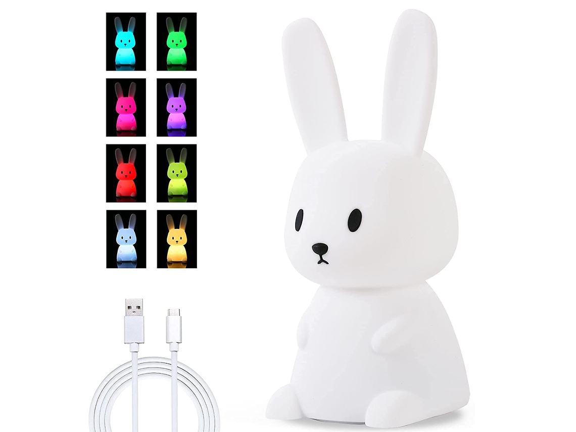 Linda luz nocturna de conejo para niños, recargable, silicona, regalo para niñas NEVEANCE