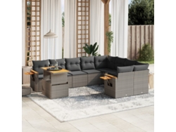 Conjunto de sofás de jardín de 10 piezas DKD Home Decor con cojines de mimbre gris
