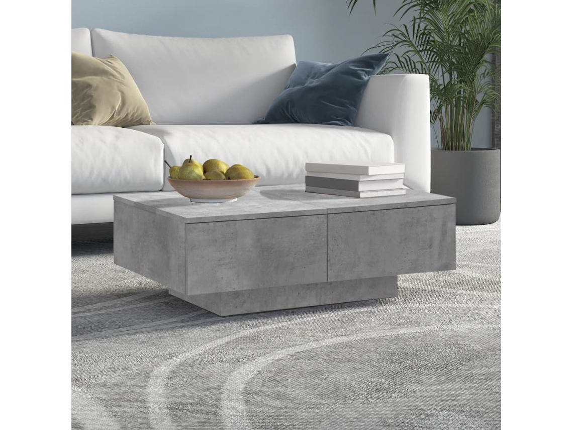 Mesa de Centro de Apoyo 90X60X31 Cm Contrachapado Gris Cemento