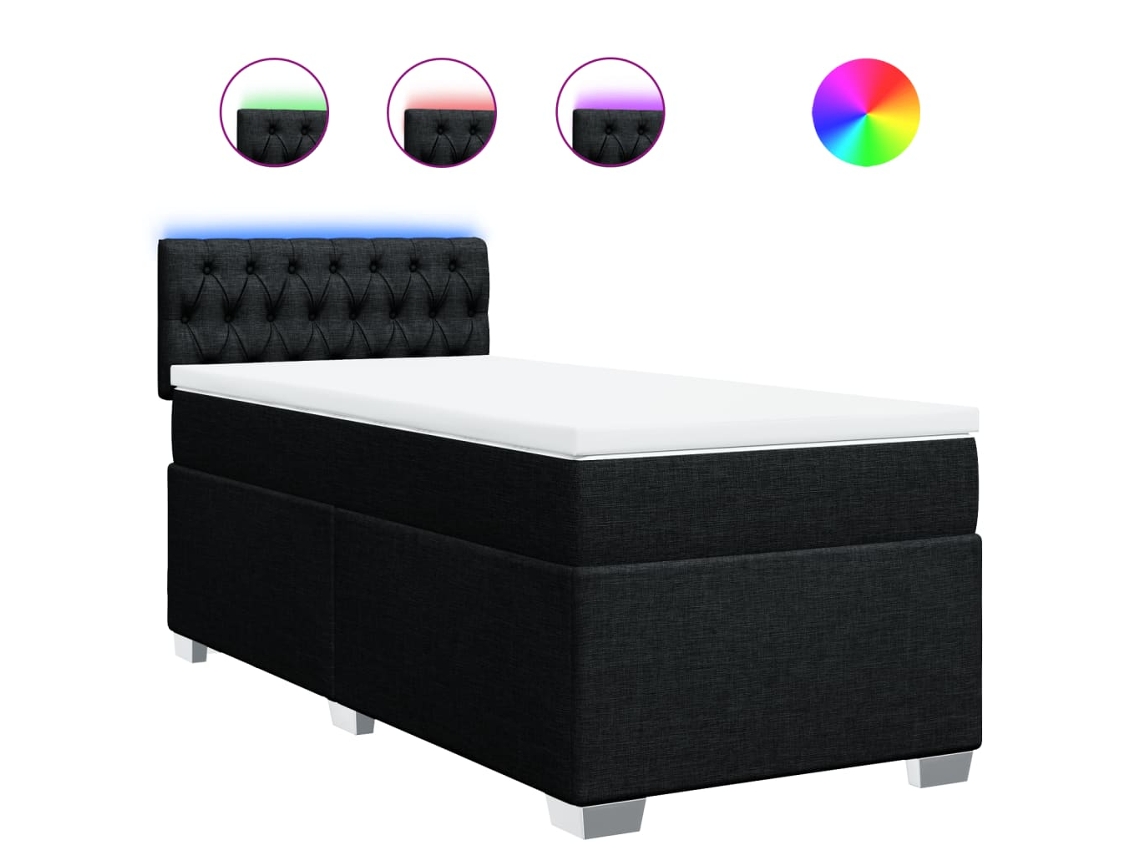 Maison Exclusive - Cama Box Spring Con Colchón Tela Negro 100x200 Cm