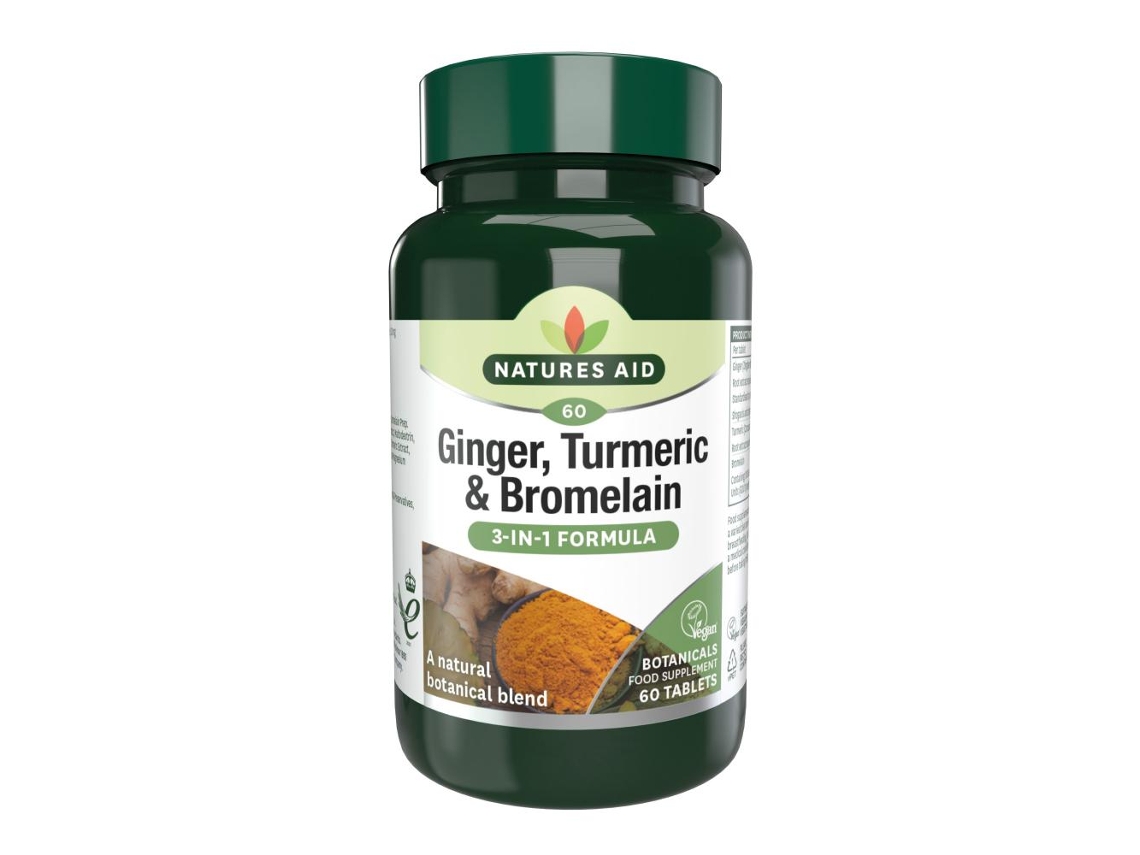 Natures Aid Ginger, Turmeric & Bromelain 60's