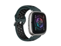 Correa para Fitbit Sense 2, de silicona transpirable y perforada, bicolor, color verde oliva y negro.