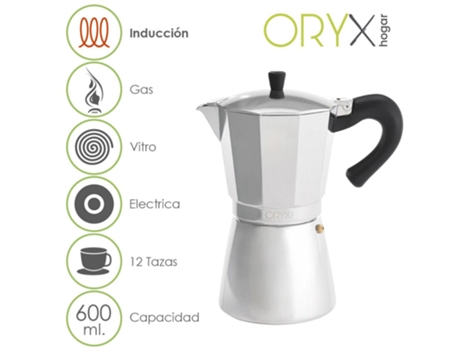Cafetera Inducción Aluminio 12 Tazas (600 Ml.) ORYX