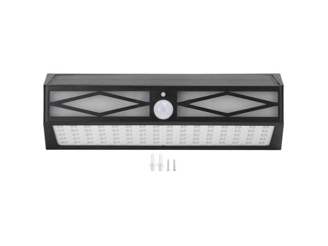 Aplique solar LED de pared con efecto llama, 152 LED, sensor de movimiento, resistente al agua, modelo 2026, ideal para patios y escaleras.