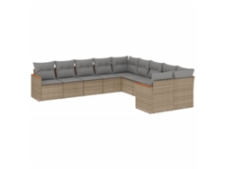 Maison Exclusive - Juego De Sofás Jardín Con Cojines Beige 10 Pzas Ratán Sintético