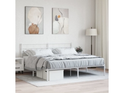 Estructura Cama Sin Colchón Con Cabecero Metal Blanco 180x200cm