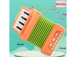 Acordeón de juguete (naranja) con 10 teclas y 8 bajos - Instrumento musical educativo