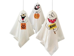 Decoraciones Colgantes De Fantasmas Para Halloween Unique Party 88048, Pack De 3, Diseños Variados, 90cm