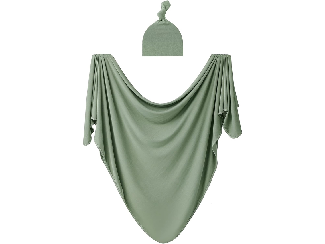 Juego De Manta Y Gorro Para Recién Nacido, Para Bebés Y Niñas, Grande, 35 X 35 Pulgadas (salvia) Chrui