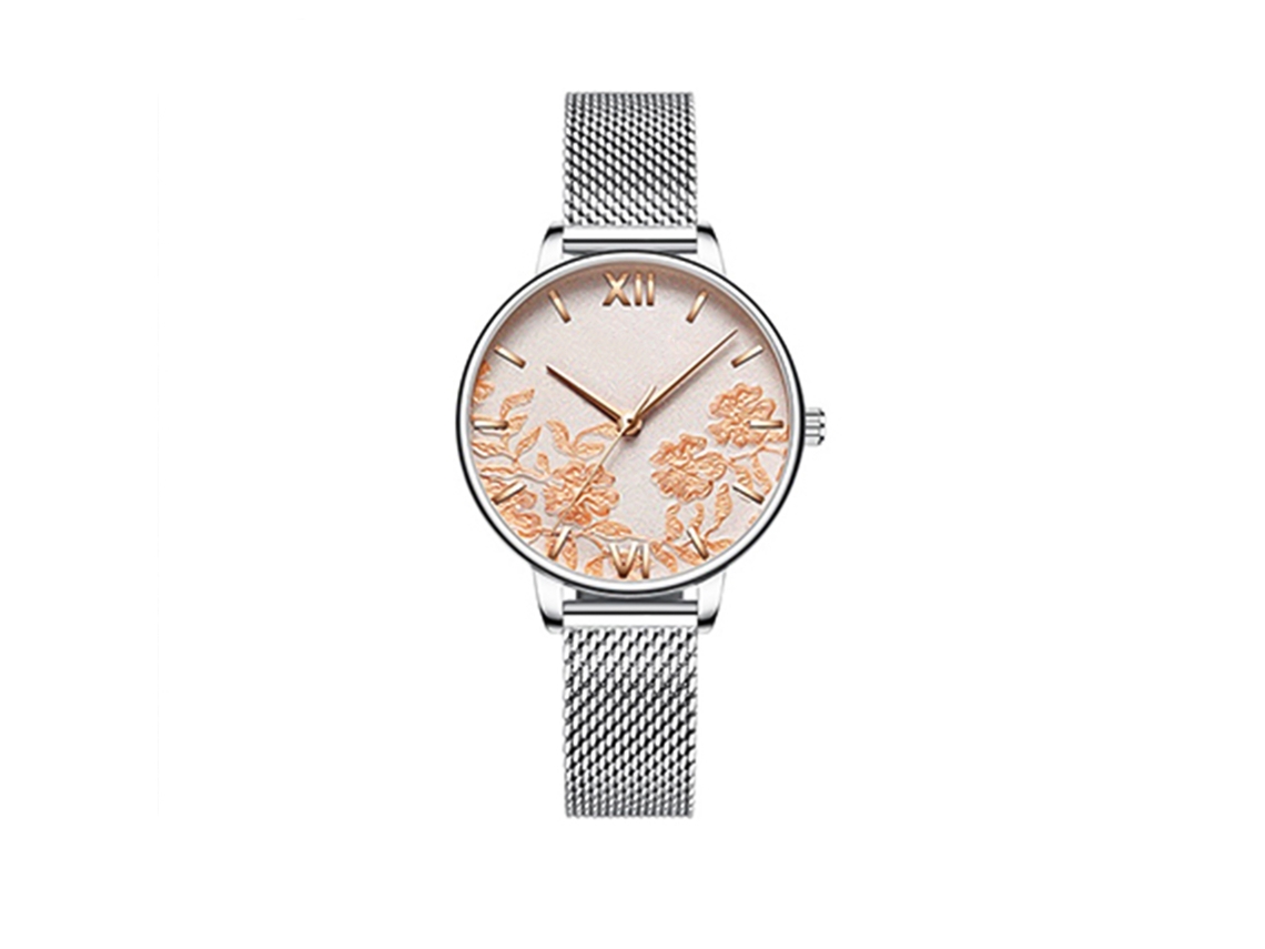 Reloj De Cuarzo Para Mujer Curren 9065 Con Correa De Malla Metálica Y De Cuero, Resistente Al Agua Hasta 3 Atm.