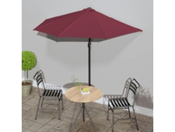 Sombrilla De Jardínsombrilla Balcón Semicircular Aluminio Burdeos 270x144x222 Cm Wsd521054