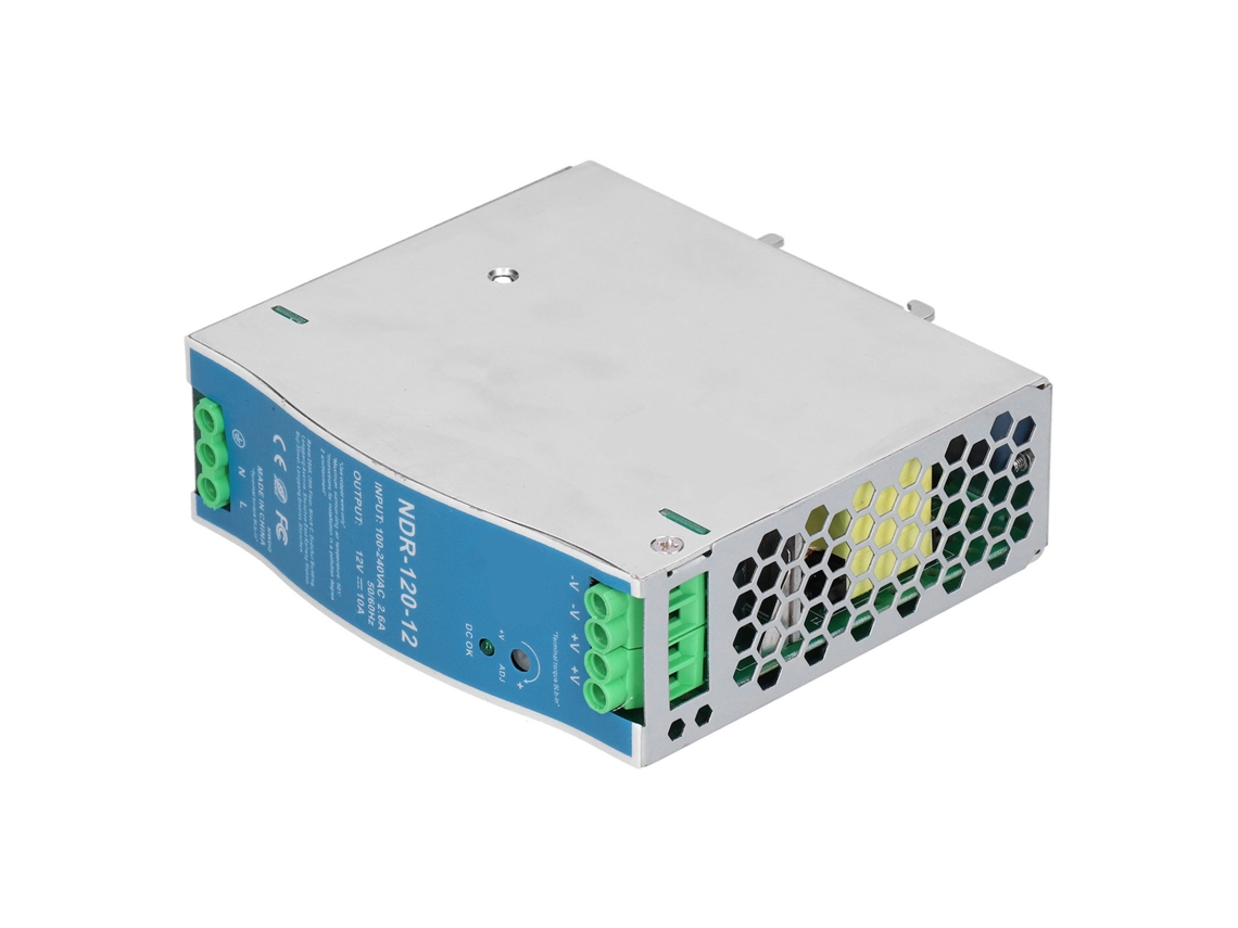 Fuente De Alimentación Industrial Para Rieles Ndr-120-12, 12 V, 10 A, 120 W, 100-240 V Ca Con Protecciones.
